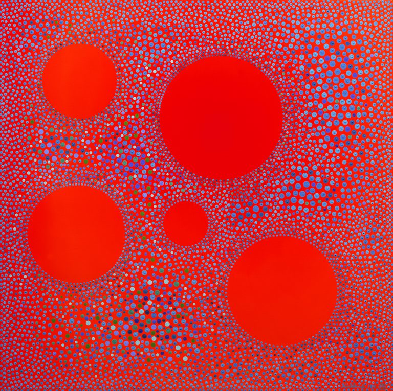 Five Red-Orange Suns in Space