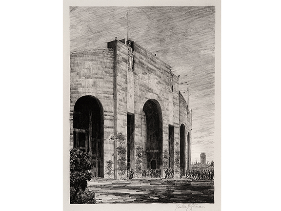 University of Denver Stadium lithograph by Lester Varian