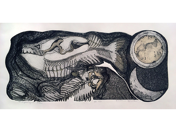Morphological Fish etching by Barbara Spivak