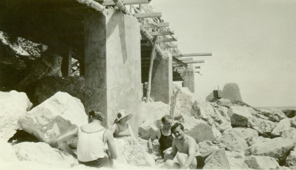 Vance Kirkland, right, on a beach in Capri, 1930