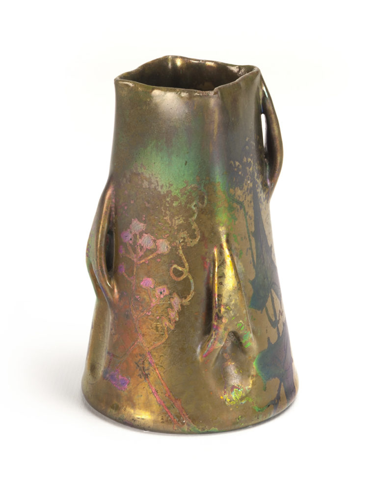 Handled Iridescent Vase