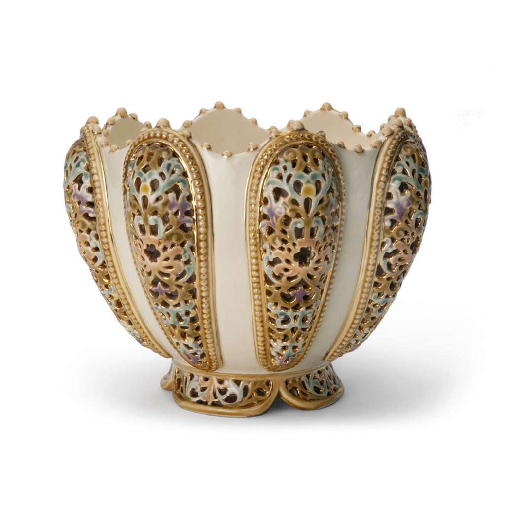 Zsolnay Jardinière with Reticulated Grill Work