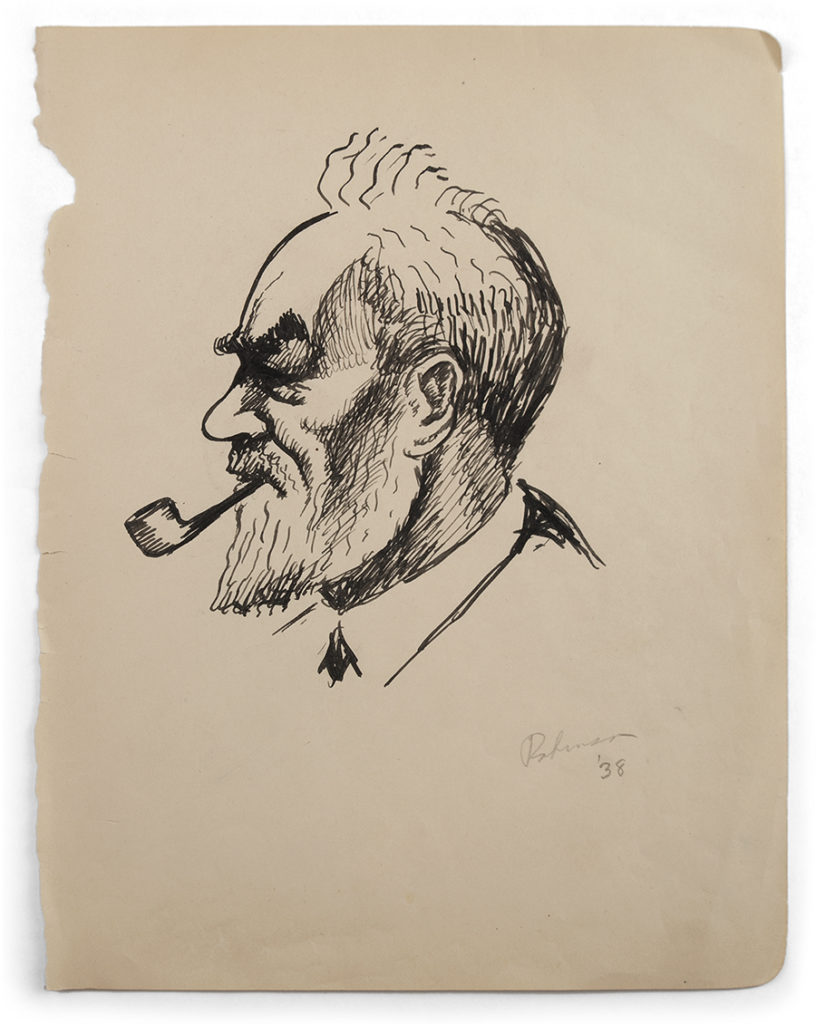 Ink Portrait of Boardman Robinson, 1938, by Kenneth Evett (1913–2005)