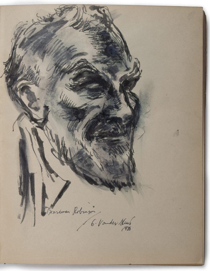 Ink Portrait of Boardman Robinson, 1940, by George Vander Sluis (1915–1984)