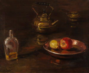 Still Life with Apples, Tea Kettle and Whiskey Bottle