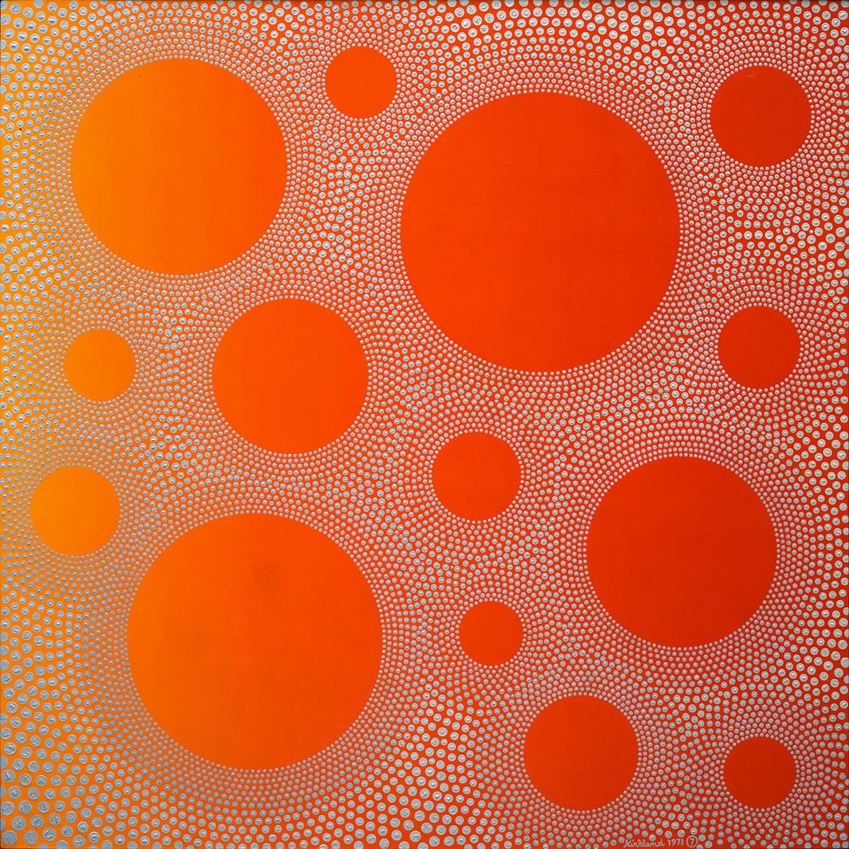 Fourteen Orange Suns in Grey Space