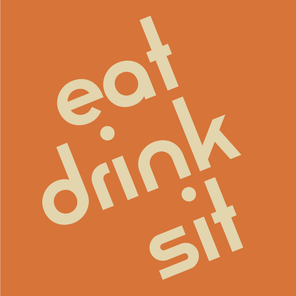 Logo with words Eat, Drink, Sit