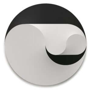 Black and white circular abstract painting